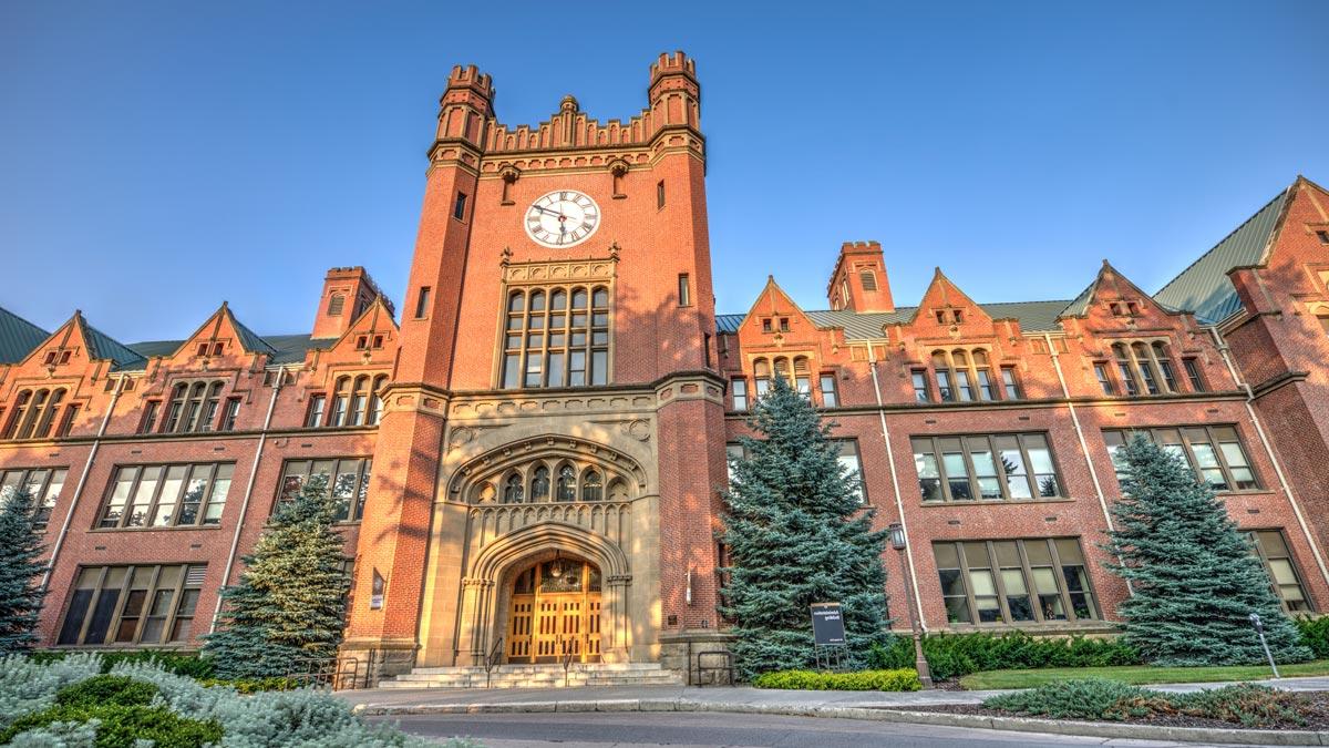 The Administration Building at dawn.