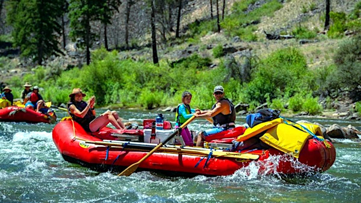 whitewater rafters on river